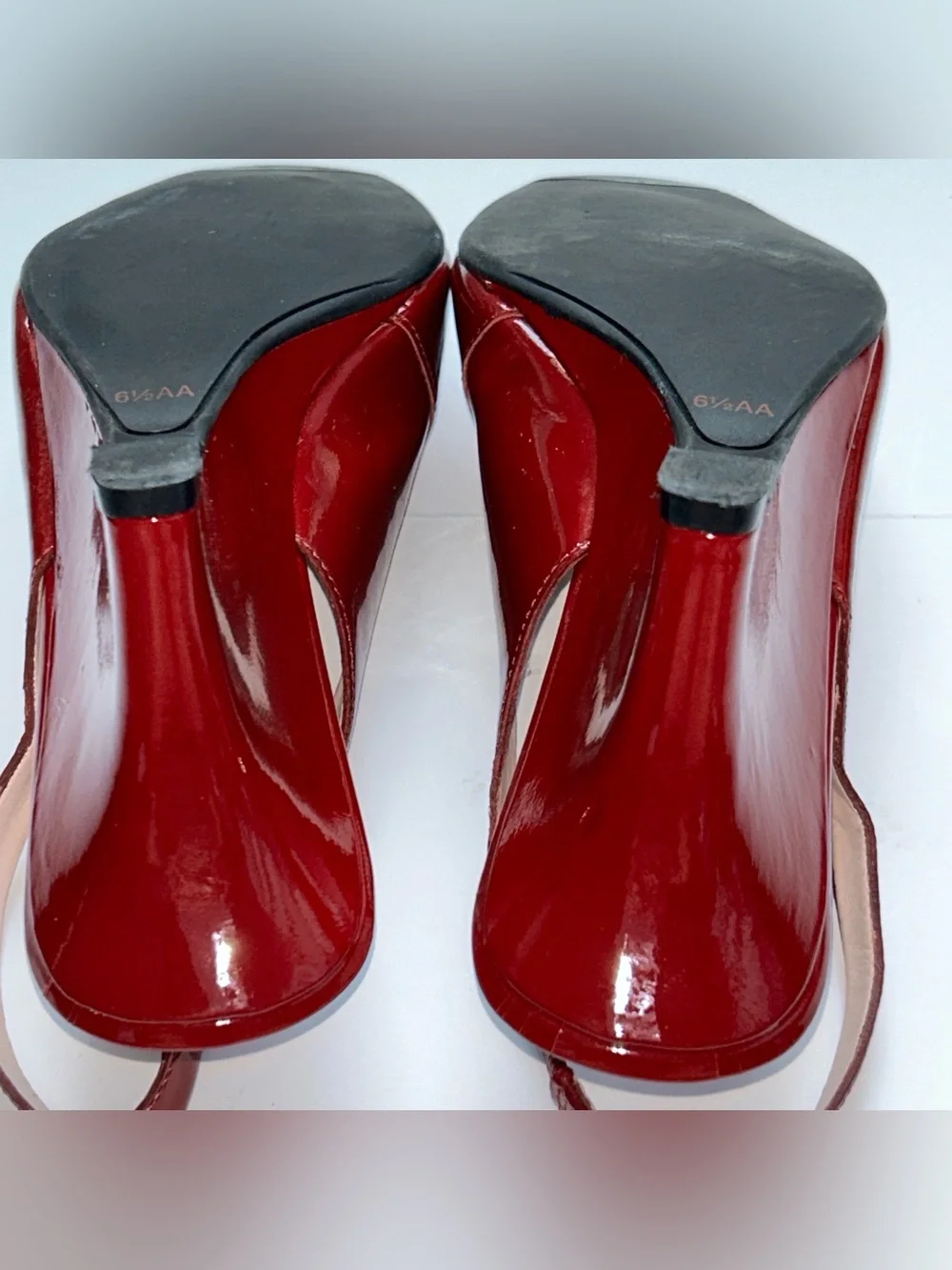 Vintage Talbots Burgundy Patent Leather Wedge Slingback Heels (6.5AA)